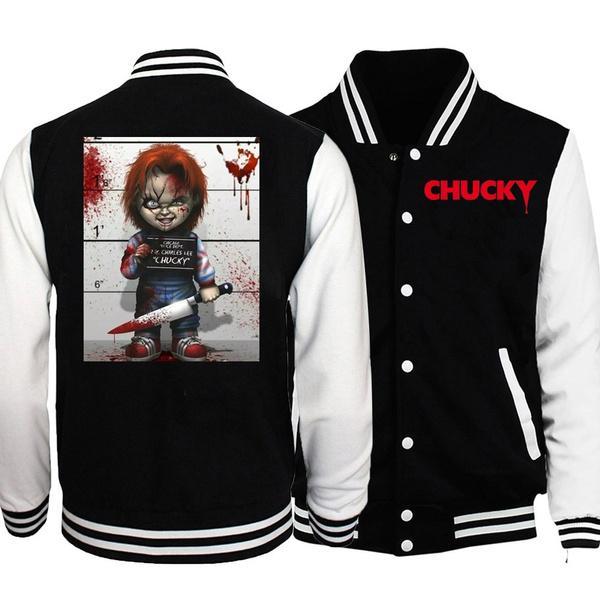 Horror Movie Character Chucky Pinted Baseball Uniform Sweatshirt Men & Women  Baseball Jacket