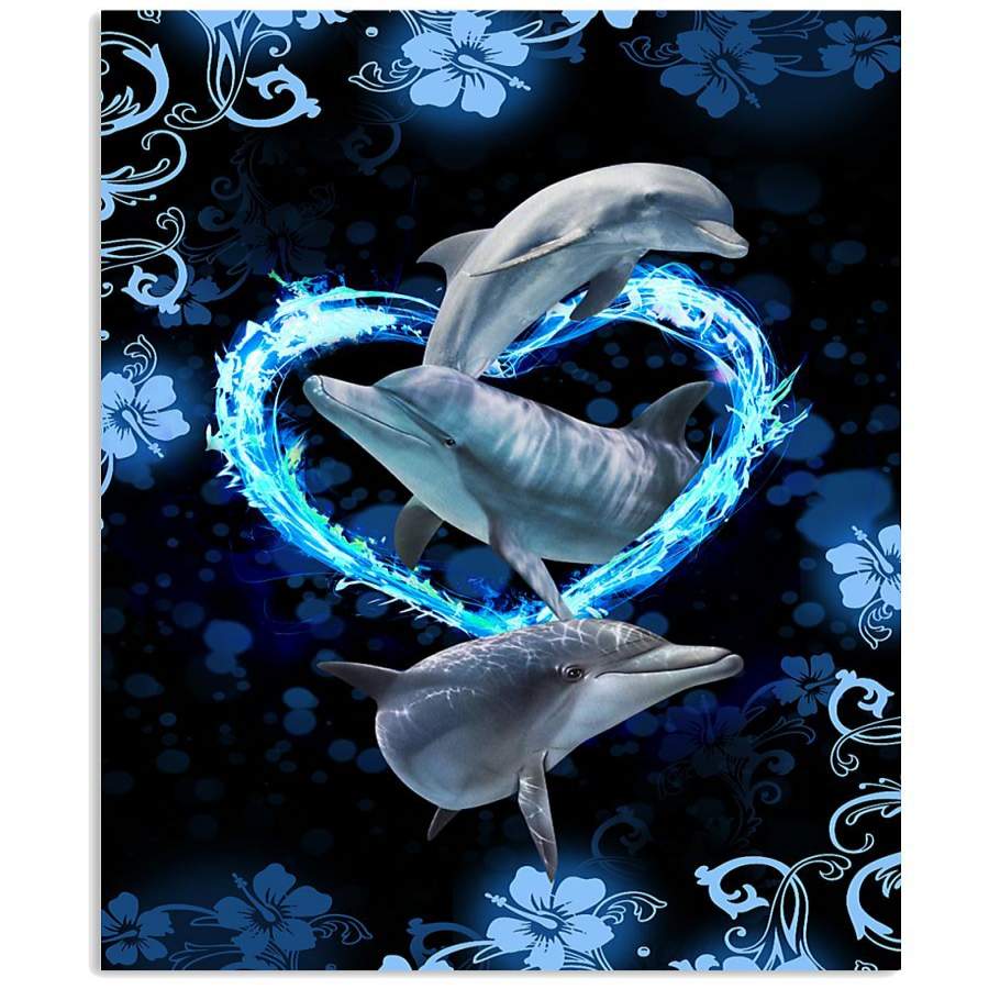 Dolphin With Love Simple Special Custom Design For Animal Lovers Vertical Poster