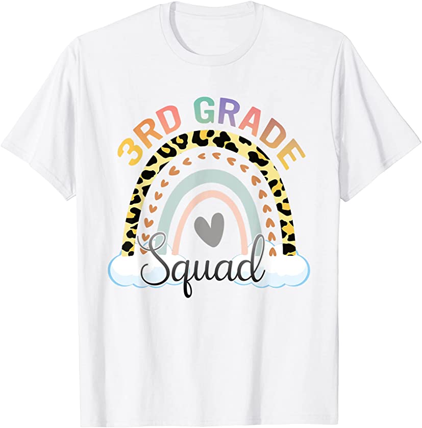 Third Grade Rainbow Leopard Teacher Student Team 3rd Grade T-Shirt