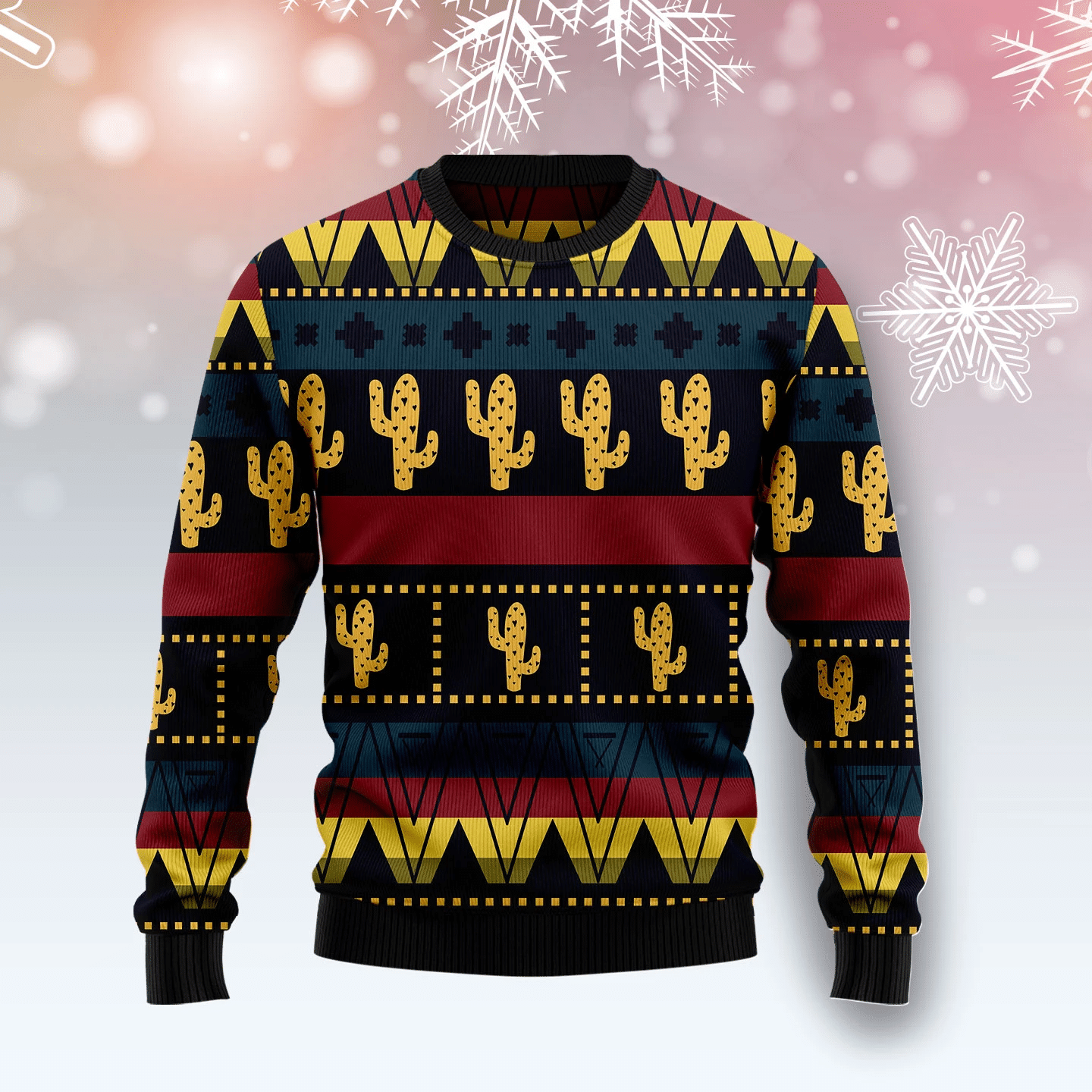 Cactus Group Pattern Christmas Ugly Sweater