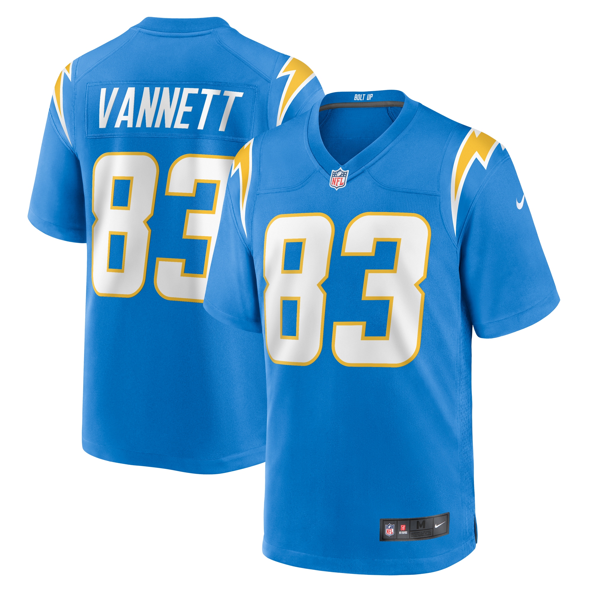 Nick Vannett Los Angeles Chargers Team Game Jersey – Powder Blue