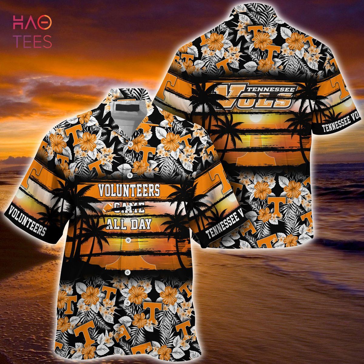 NCCA Tennessee Volunteers Orange Black Hawaiian Shirt V3 Aloha Shirt