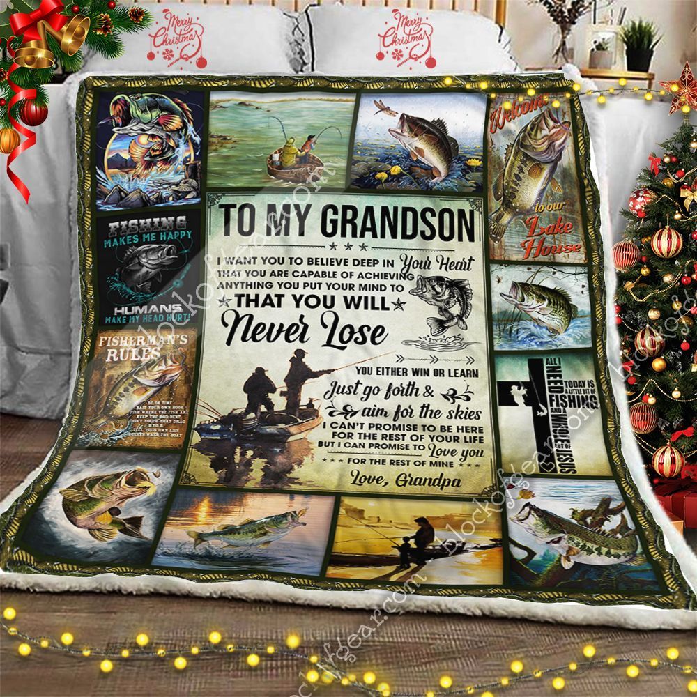 To My Grandson, Fishing Sofa Throw Blanket