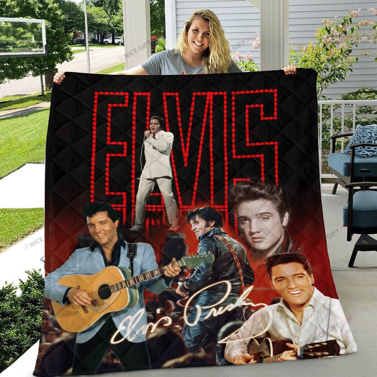 Elvis Presley Fleece Blanket Blk-X5Q5