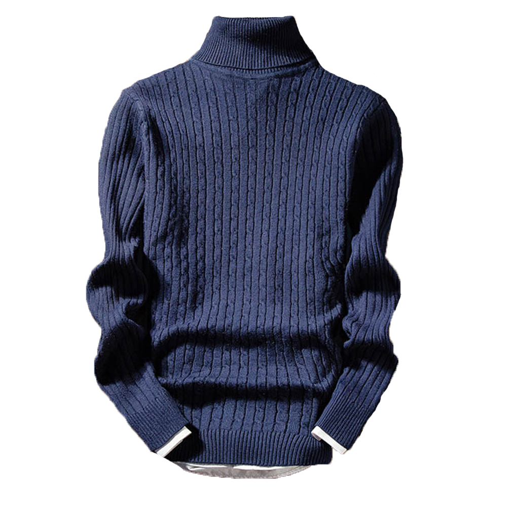 2019 New Winter Men’s Warm Solid Cotton High Neck Long Sleeve Pullover Jumper Sweater Turtleneck Knitwear alx