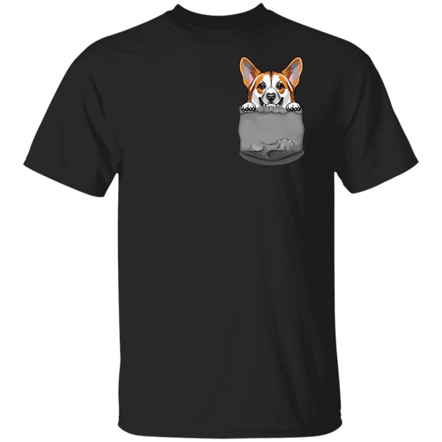 Angry Corgi Pocket T-Shirt Funny Animal Basic Tee For Men Women Gifts For Corgi Lovers