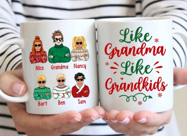 Personalized Mug, Up To 5 Kids, Like Grandma Like Grandkids, Christmas Gift For Grandma, Granddaughter, Grandson