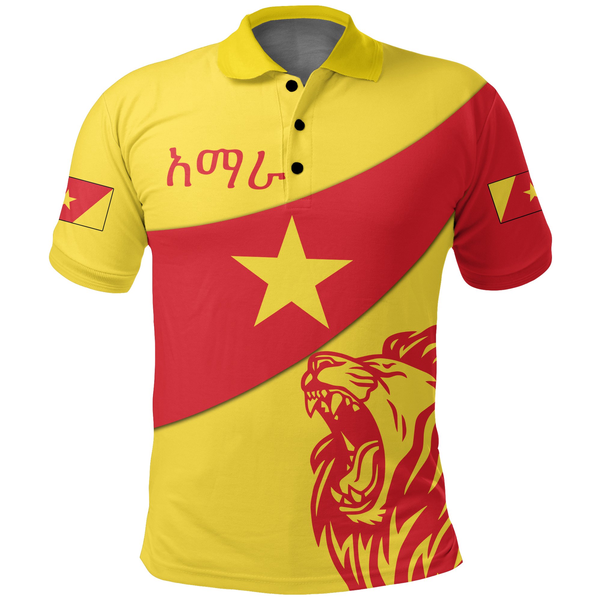 Amhara Polo Shirt – Amhara Flag Lion A10