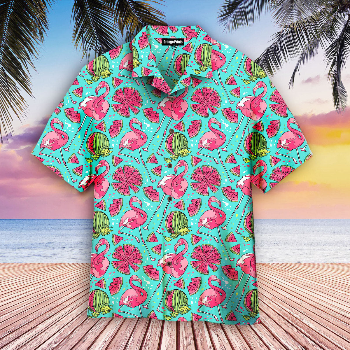 Flamingo And Watermelon Aloha Hawaii Shirts For Men Women Ha79662