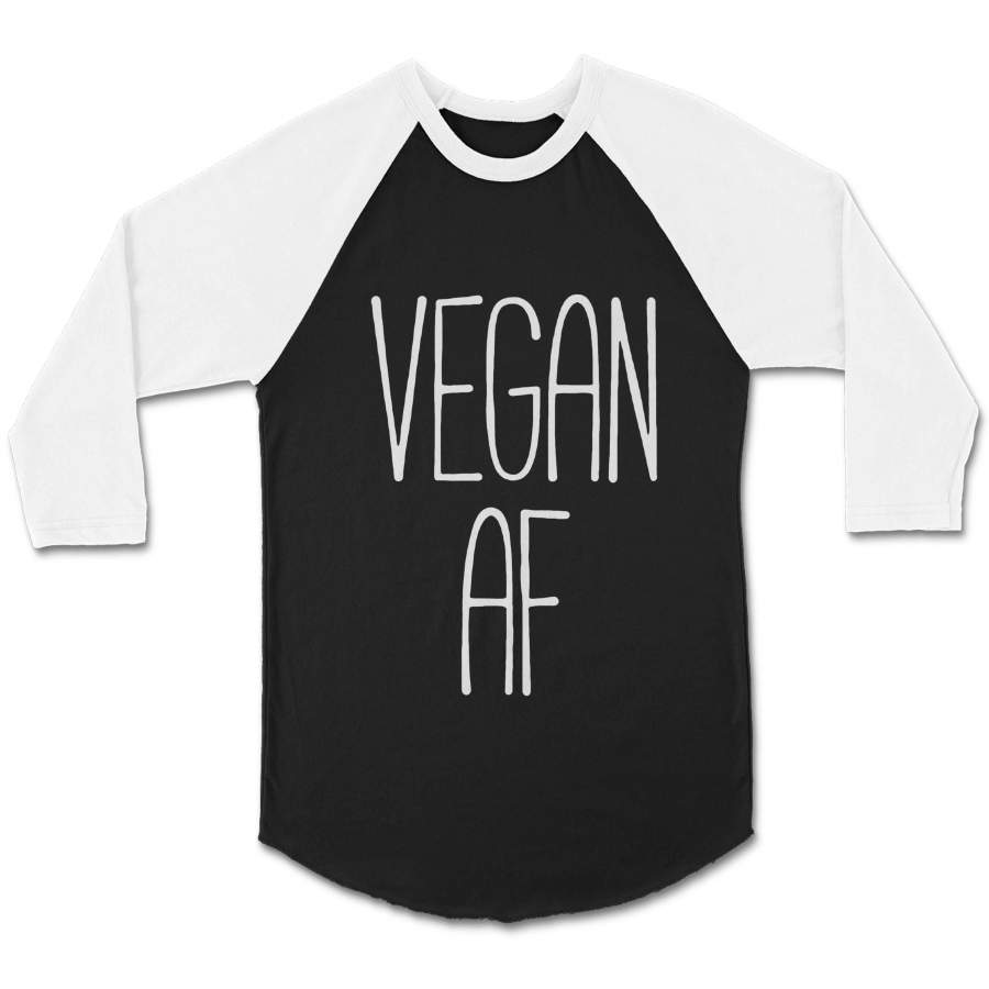 Vegan Af Veganism Plant Based Diet Animal Right Activist Tumblr CPY Unisex 3/4 Sleeve Baseball Tee T-Shirt