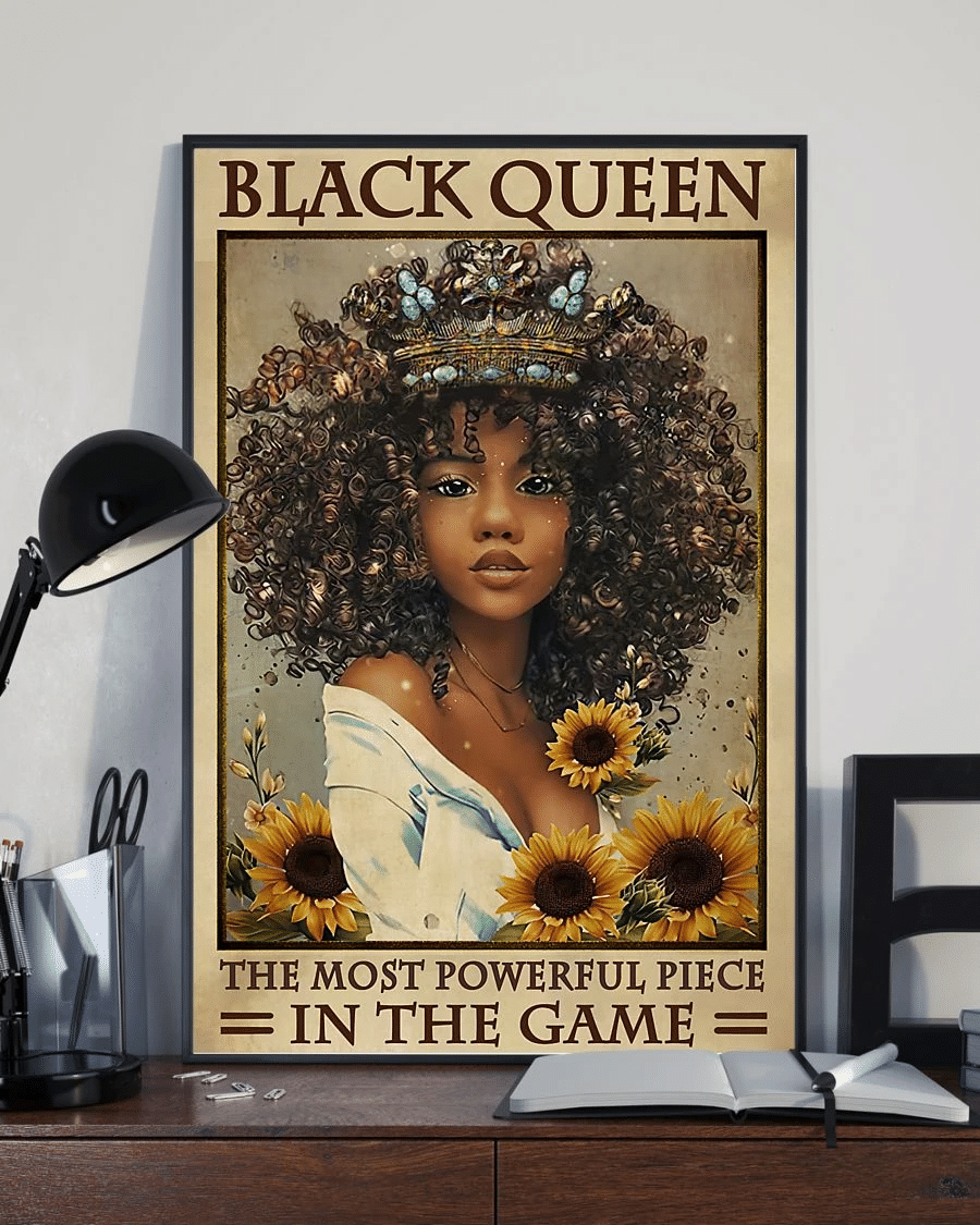 Afro Woman Poster Canvas – Black Queen – Gift For Black Woman Black Girl Home Decor Wall Art The Most Powerful Piece Evg81096