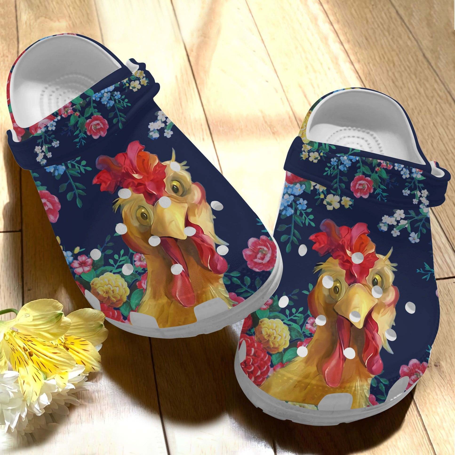 Chicken Clog Floral Vintage – Chicken Collection Shoes Crocs Gift For Mother Day