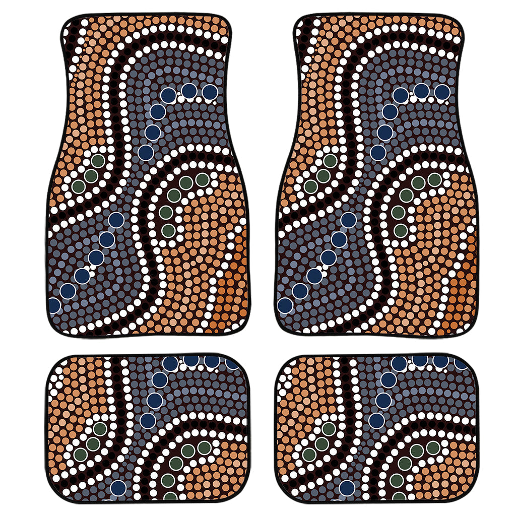 Australia River Aboriginal Dot Print Front And Back Car Floor Mats, Front Car Mat