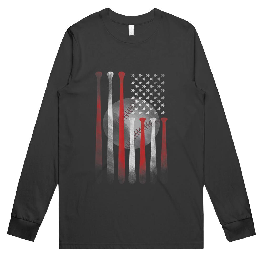 American Flag Vintage Baseball Flag , Dad, Mom Long Sleeve T Shirts