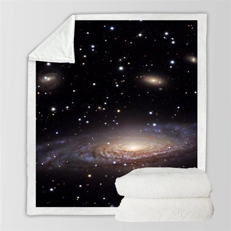 Beautiful Universe Printed Fleece Blanket, Sherpa Blanket, Gift For Parent, Family Member, Friends Gift, Christmas Gift, Home Decor, Home Living