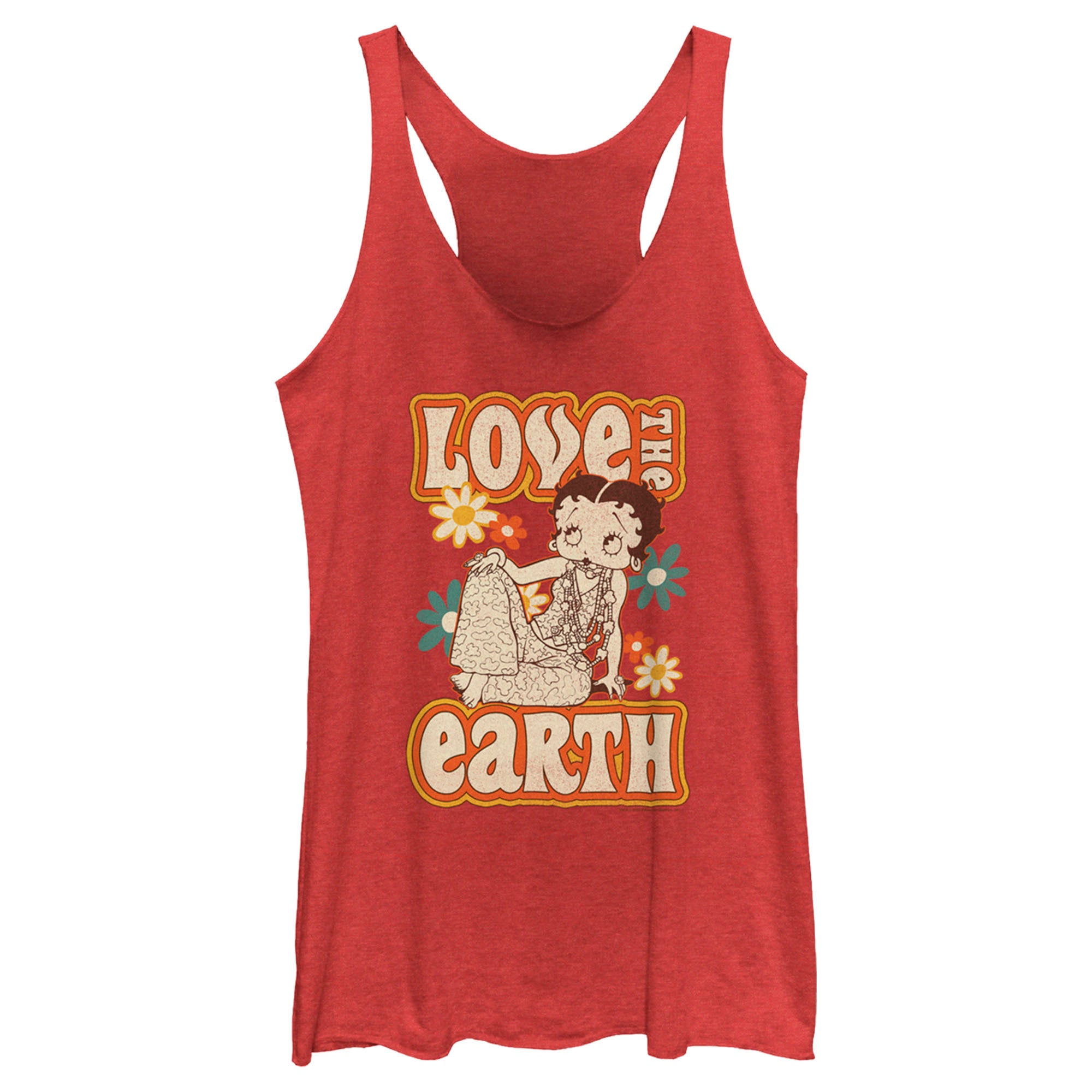 Women’S Betty Boop Love The Earth Racerback Tank Top