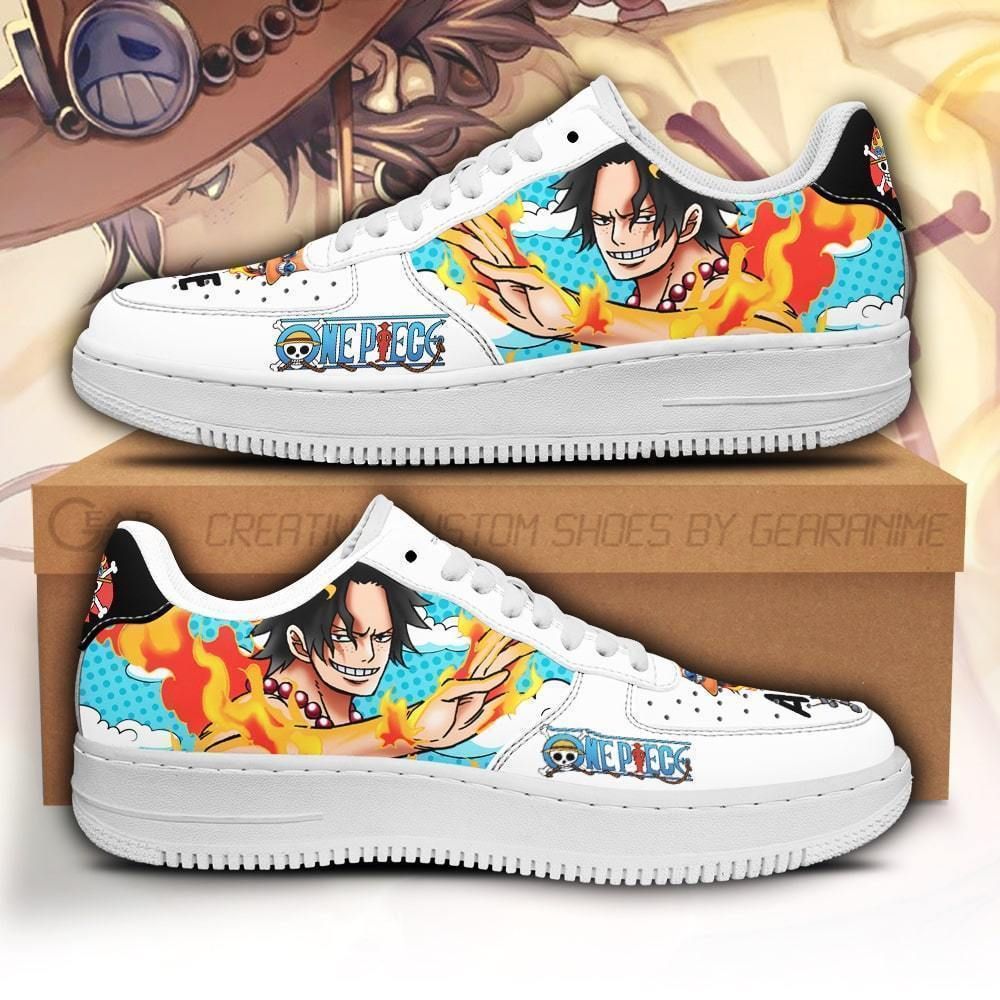 Ace One Piece Air Force Shoes Sneakers Custom Anime