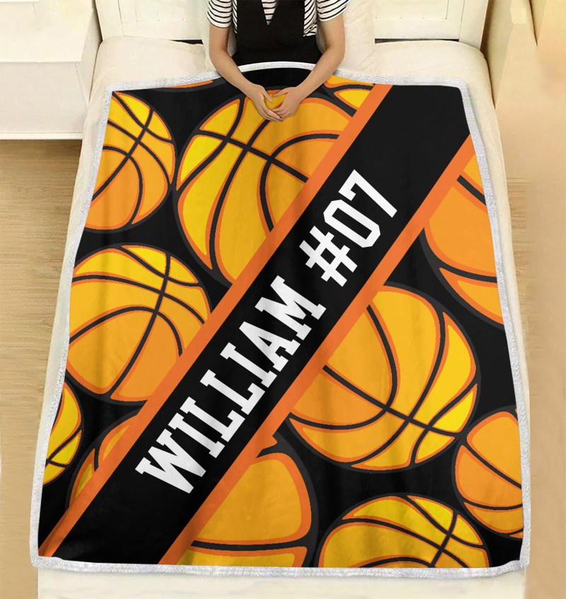 Personalized Custom Basketball Blanket, Gift For Basketball Player, Basketball Lovers, Custom Name Blanket