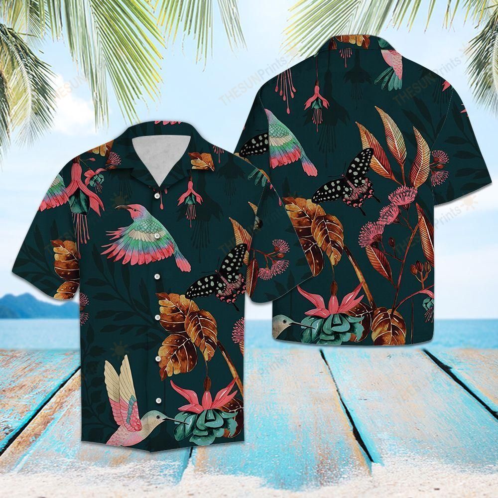 Floral Tropical Hummingbird Hawaiian Shirt Ha380