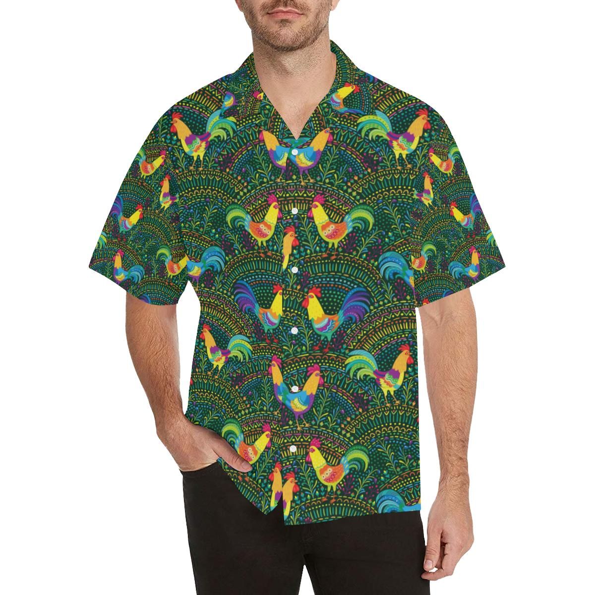 Rooster Chicken Pattern Theme All Over Print Hawaii Shirt Ha30118