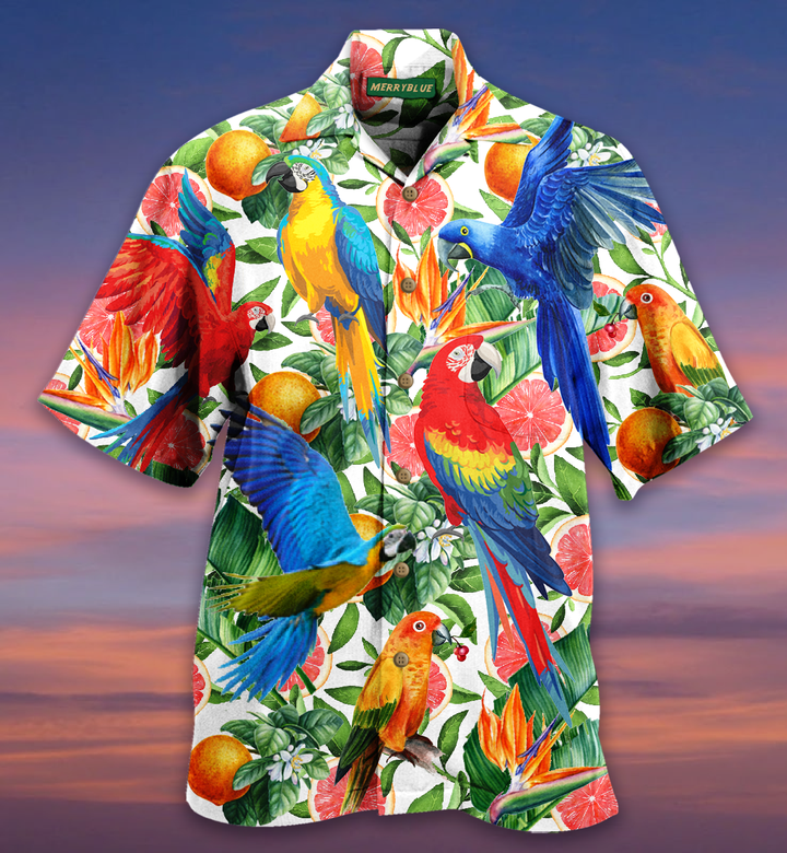 Parrot Grapefruit Tropical Pattern Colorful Painting Hawaii Shirt Ha91351