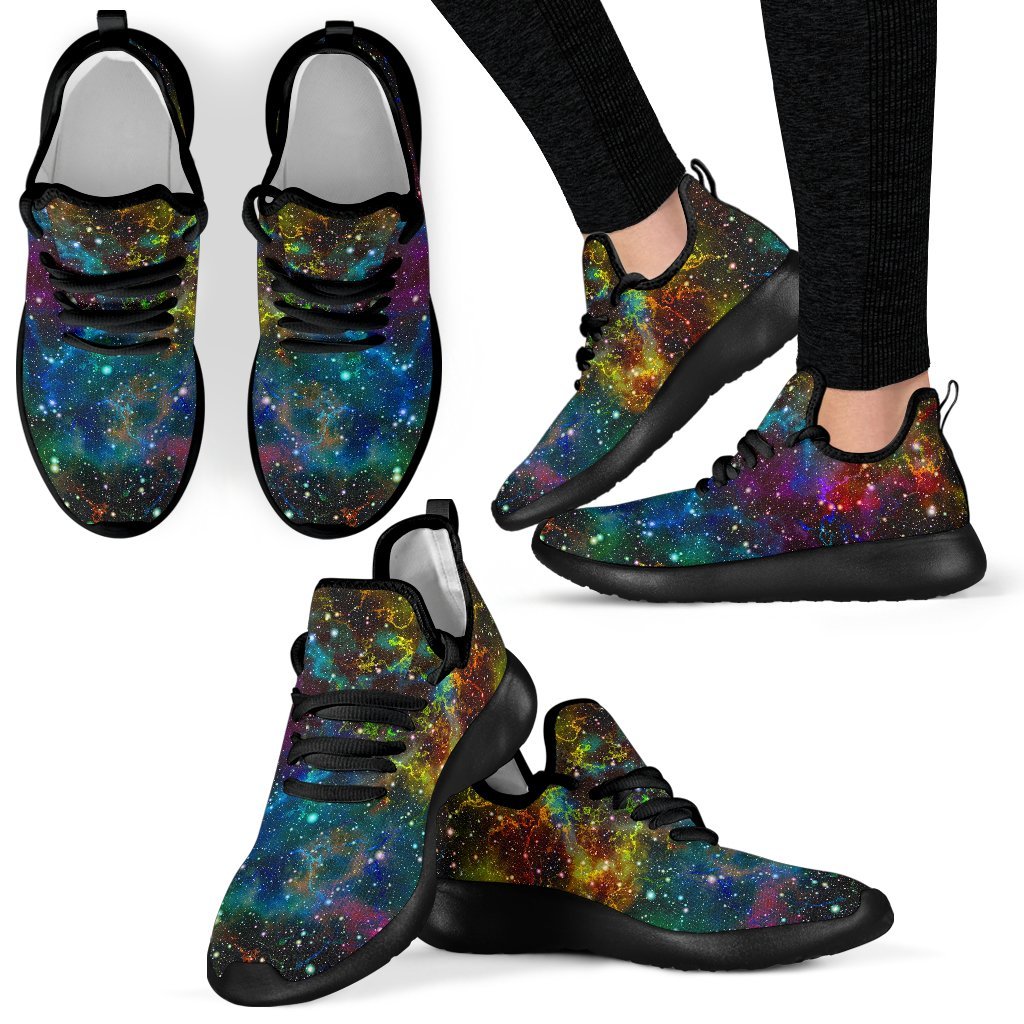 Abstract Colorful Galaxy Space Print Mesh Knit Shoes