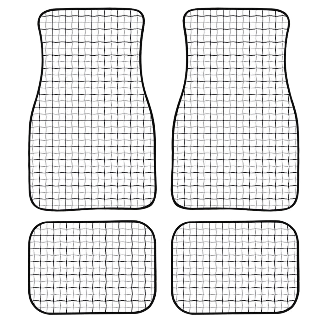 White Tattersall Pattern Print Front And Back Car Floor Mats, Front Car Mat