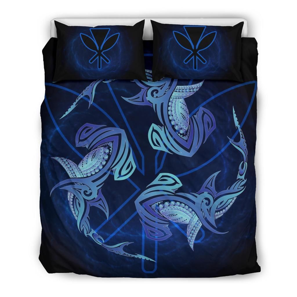 Alohawaii Bedding Set – Cover And Pillow Cases Hawaiian Hammerhead Shark Kanaka Galaxy Polynesian – Ah – J4