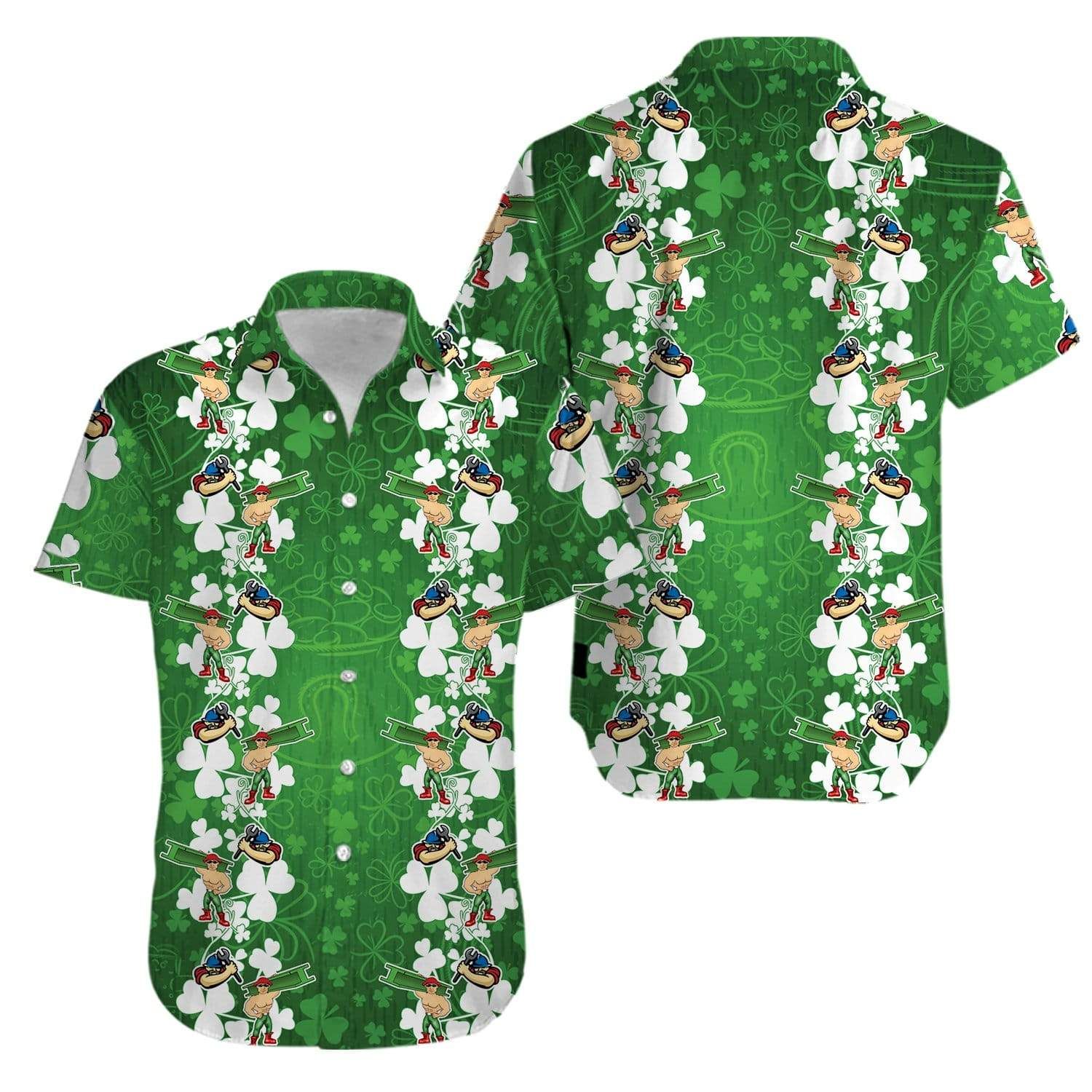 Hawaii Aloha Shirts Ironworker Shamrock Happy Saint Day Ha10107