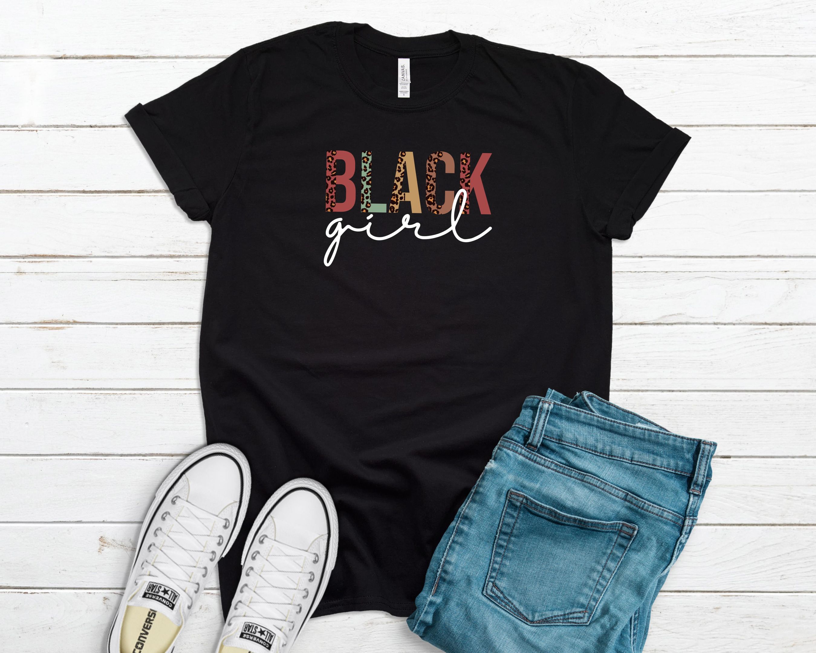 Black Girl Leopard Print Shirt, Afro Girl Shirt