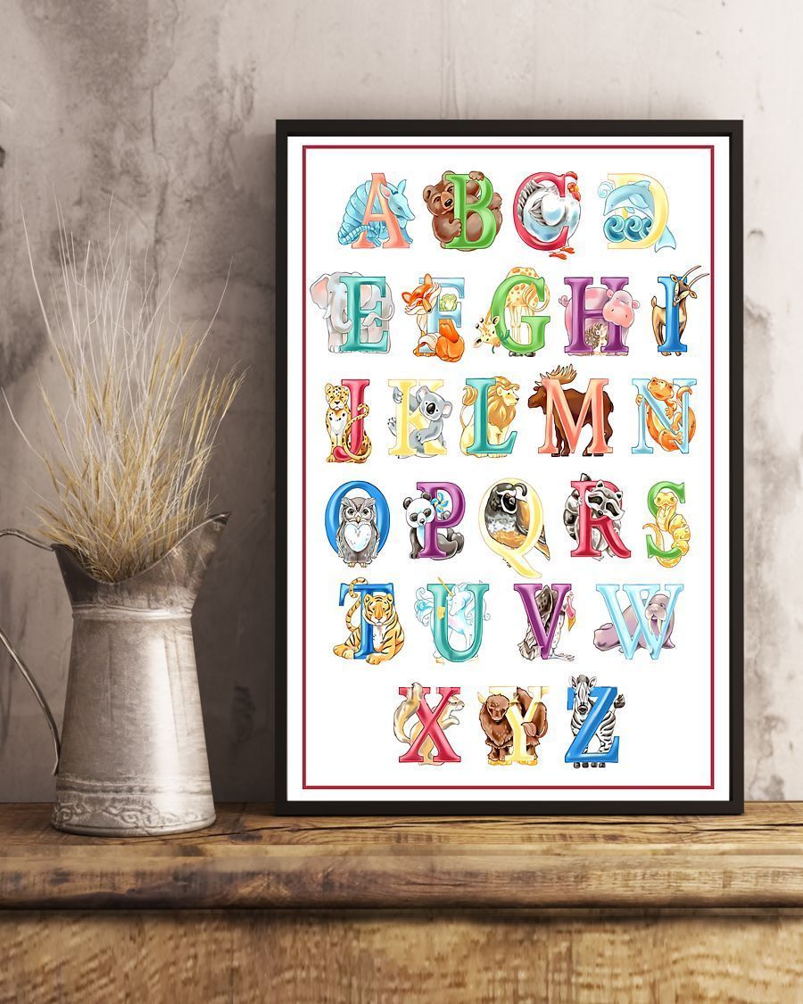 Teacher Animal Alphabet Vertical Canvas And Poster – Wall Decor Visual Art