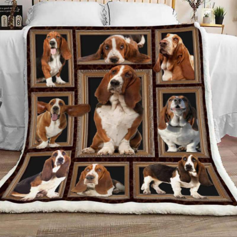 Basset Hound Dog Sherpa Blanket JR1803 69O51