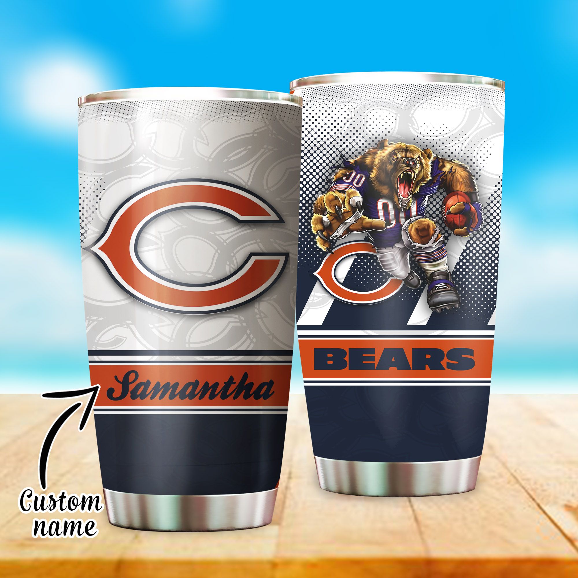 Chicago Bears Custom Name Tumbler 202 L1MTH0383