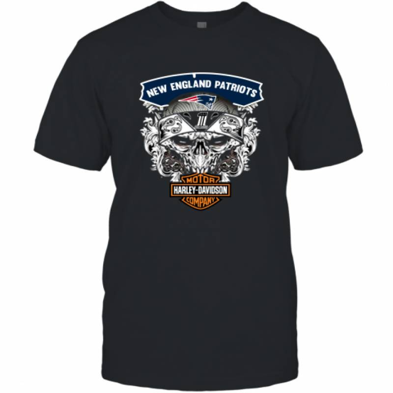 Skull New England Patriots Harley Davidson shirt T-Shirt