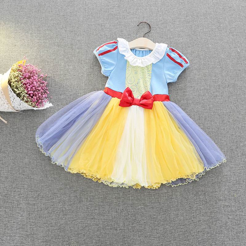 Summer New Girl Cartoon Dress Snow White Mermaid Cosplay Party Dress Children Clothing 2-6Y E5098 alx