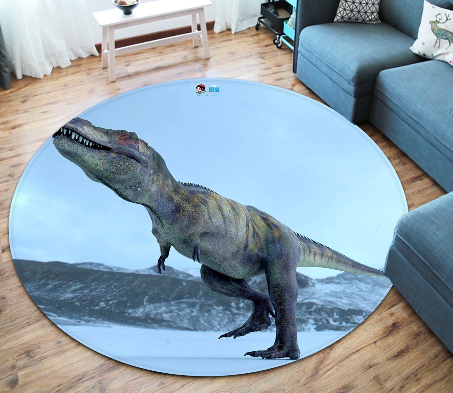 3D Dinosaur 8452 Round Rug – Round Carpet Home Decor