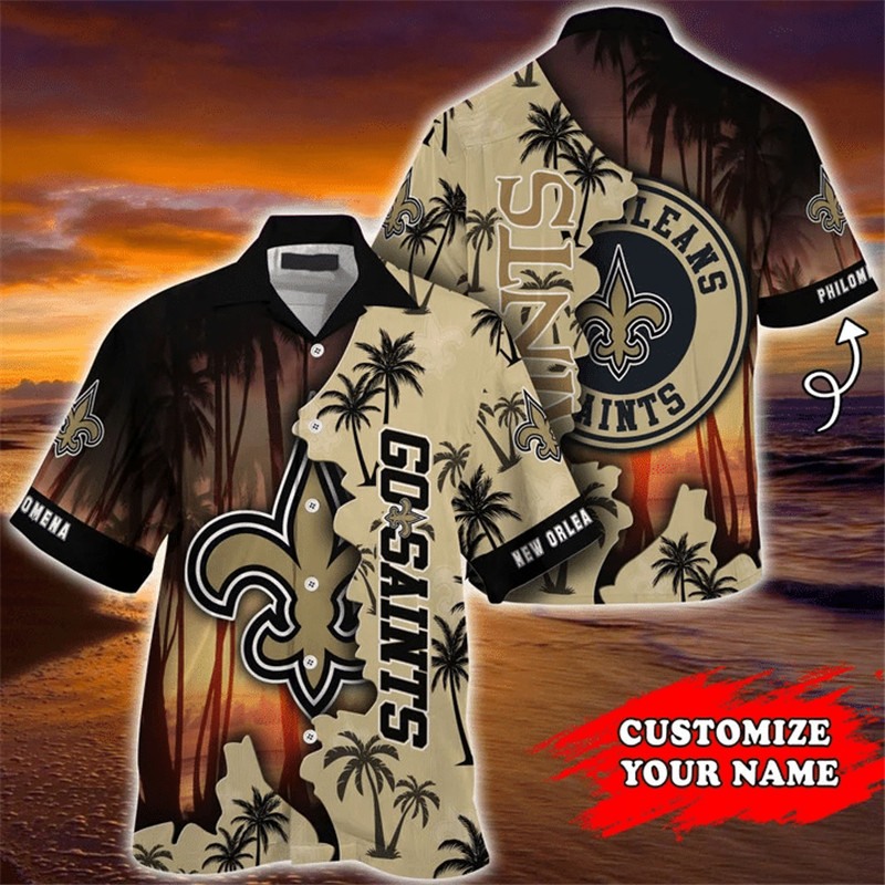 New Orleans Saints Hawaiian Shirt Tropical Island Personalized