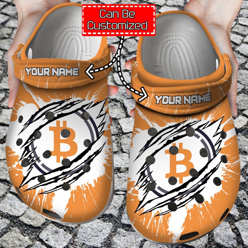 Crypto Personalized WBTC Coin Ripped Through Clog Shoes