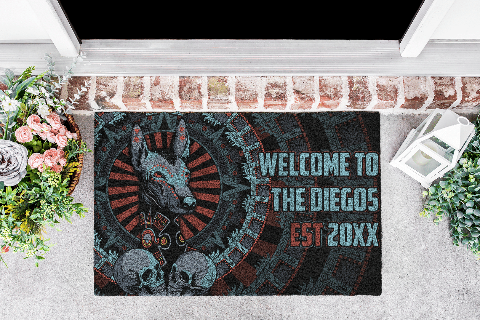 Aztec Welcome To The Family Of ?Aztec Xolotl Customized 3D All Over Printed Doormat