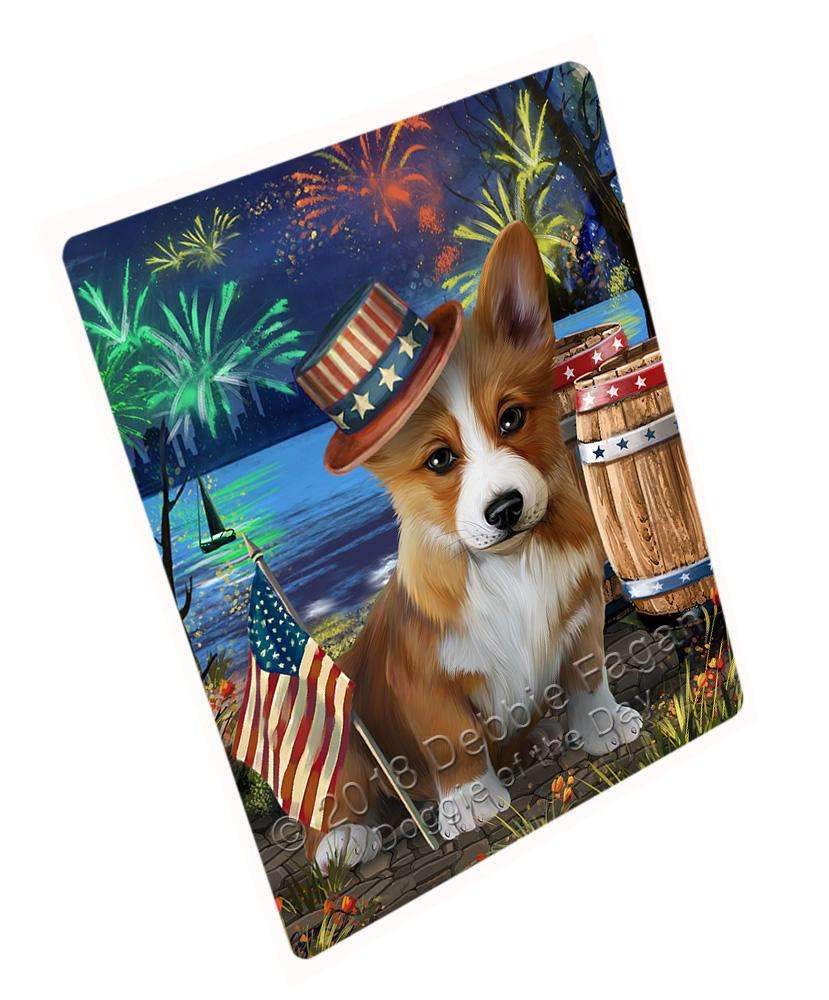 4Th Of July Independence Day Fireworks Corgi Dog At The Lake Blanket Blnkt76332