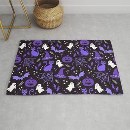 Halloween Party Illustrations Purple Black Rug TTVNGJX DNNTVN