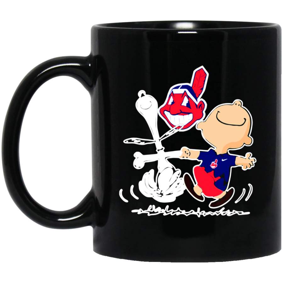 Charlie Brown & Snoopy Cleveland Indians Mug 11 oz 15 oz Black Mug