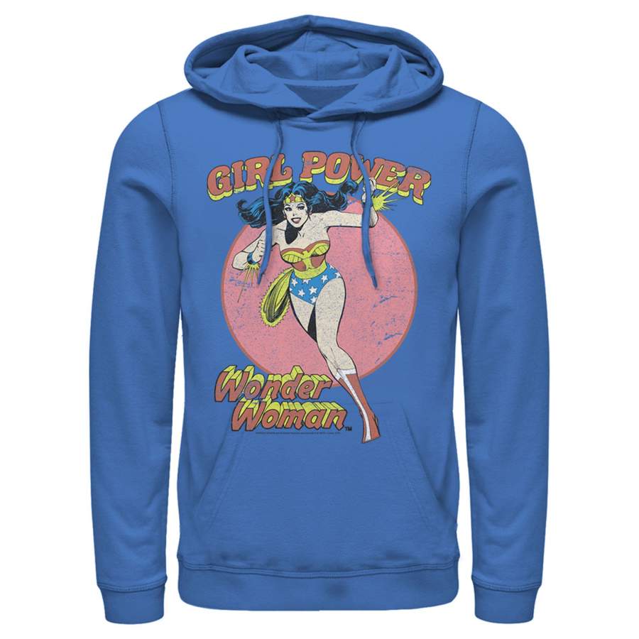 Justice League Men’s Running Girl Power Text Poster  Lightweight Hoodie