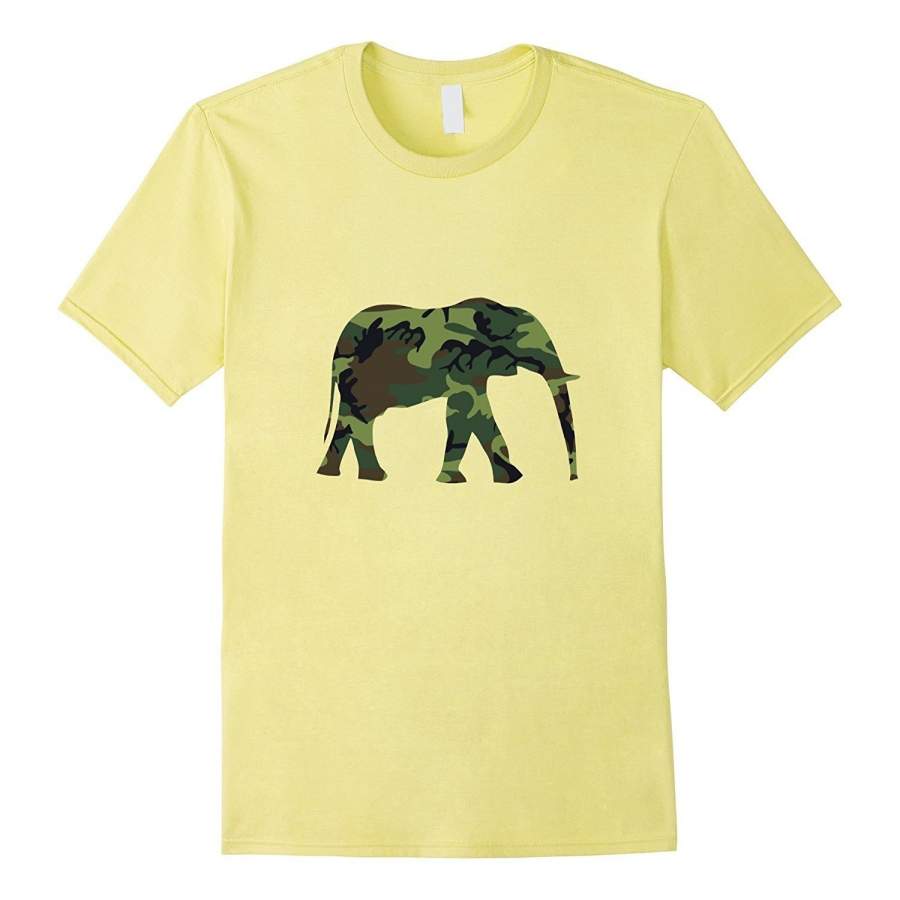 Camo Camouflage Elephant Jungle Zoo Animal T-Shirt Cheap Men Fashion Short Sleeved T Shirt