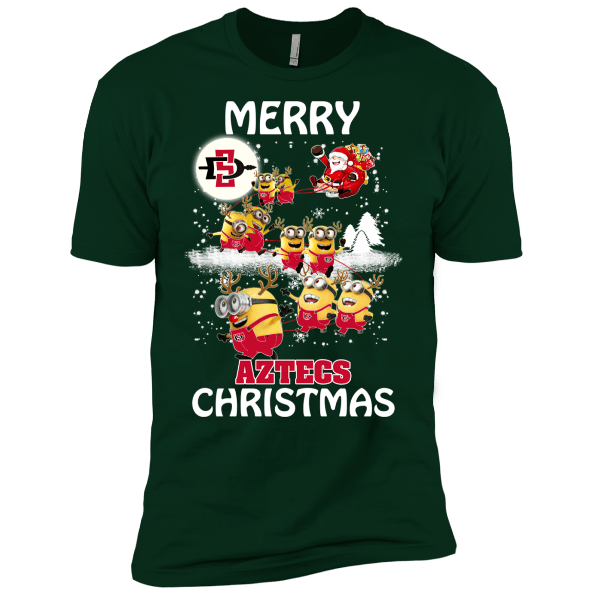 Buy San Diego State Athletics Ugly Christmas Sweaters Minions Santa Claus Merry Christmas Men’s T-Shirt