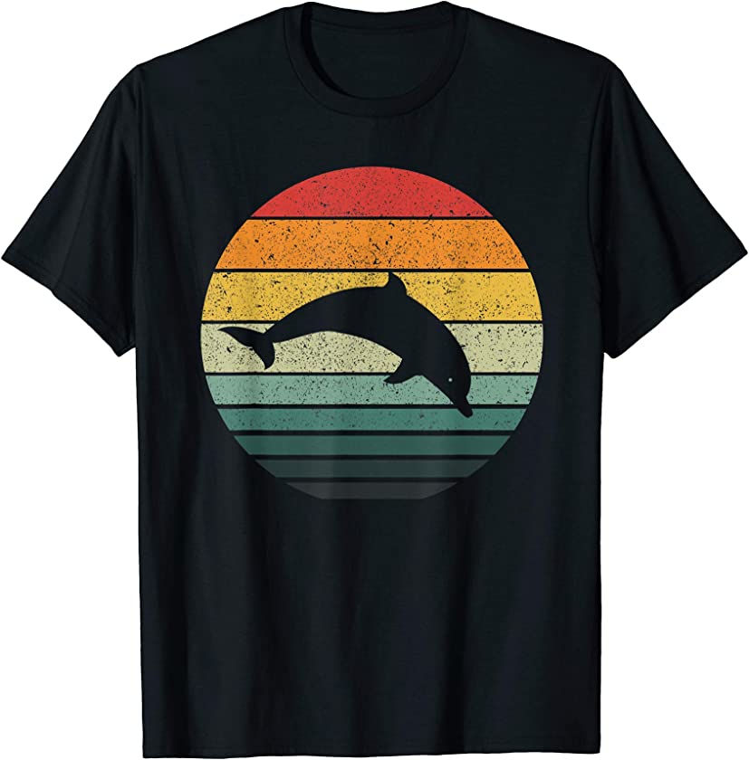 Dolphin Vintage Retro Sunset Tees 60s 70s style T-Shirt