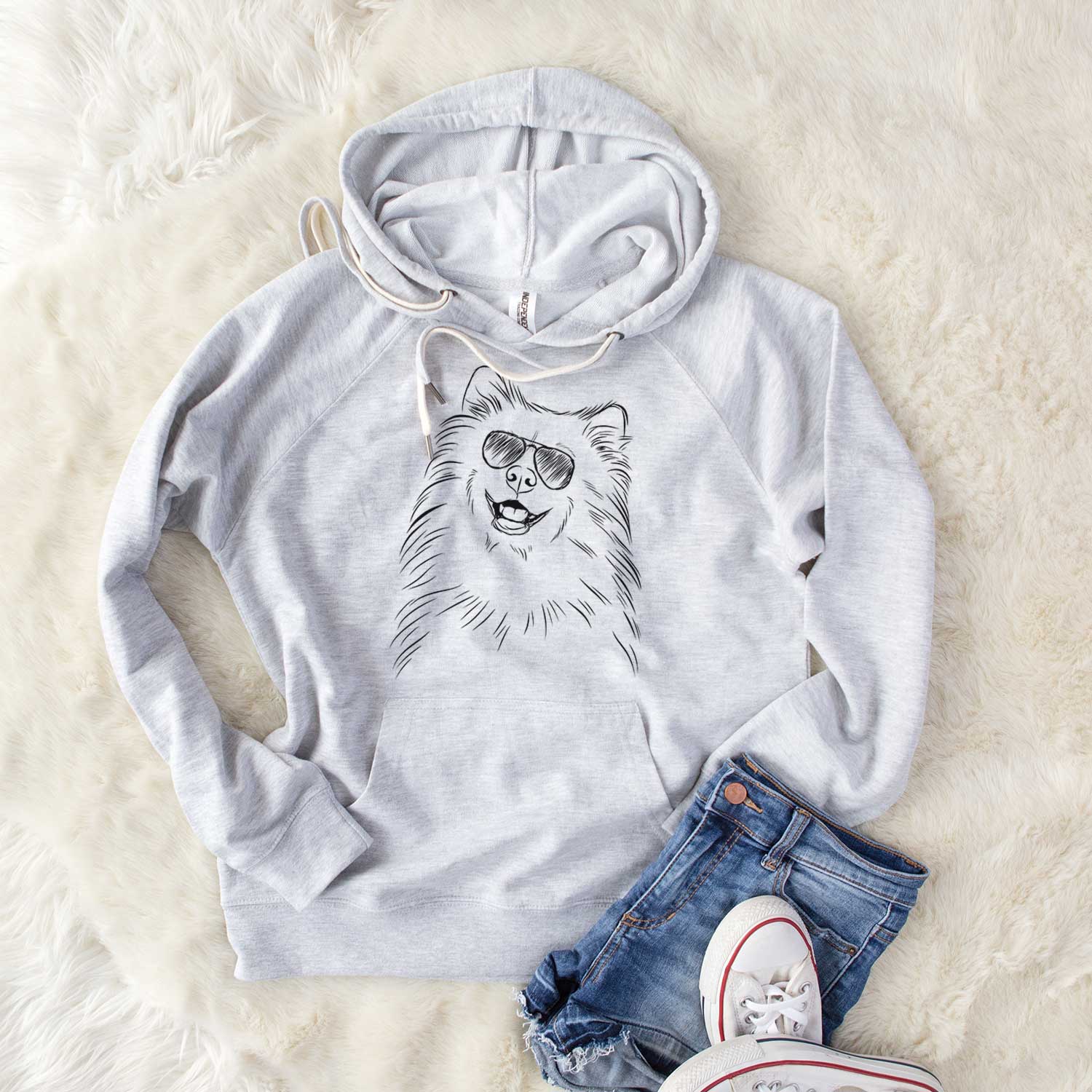Aviator Tillie The Samoyed – Unisex Loopback Terry Hoodie