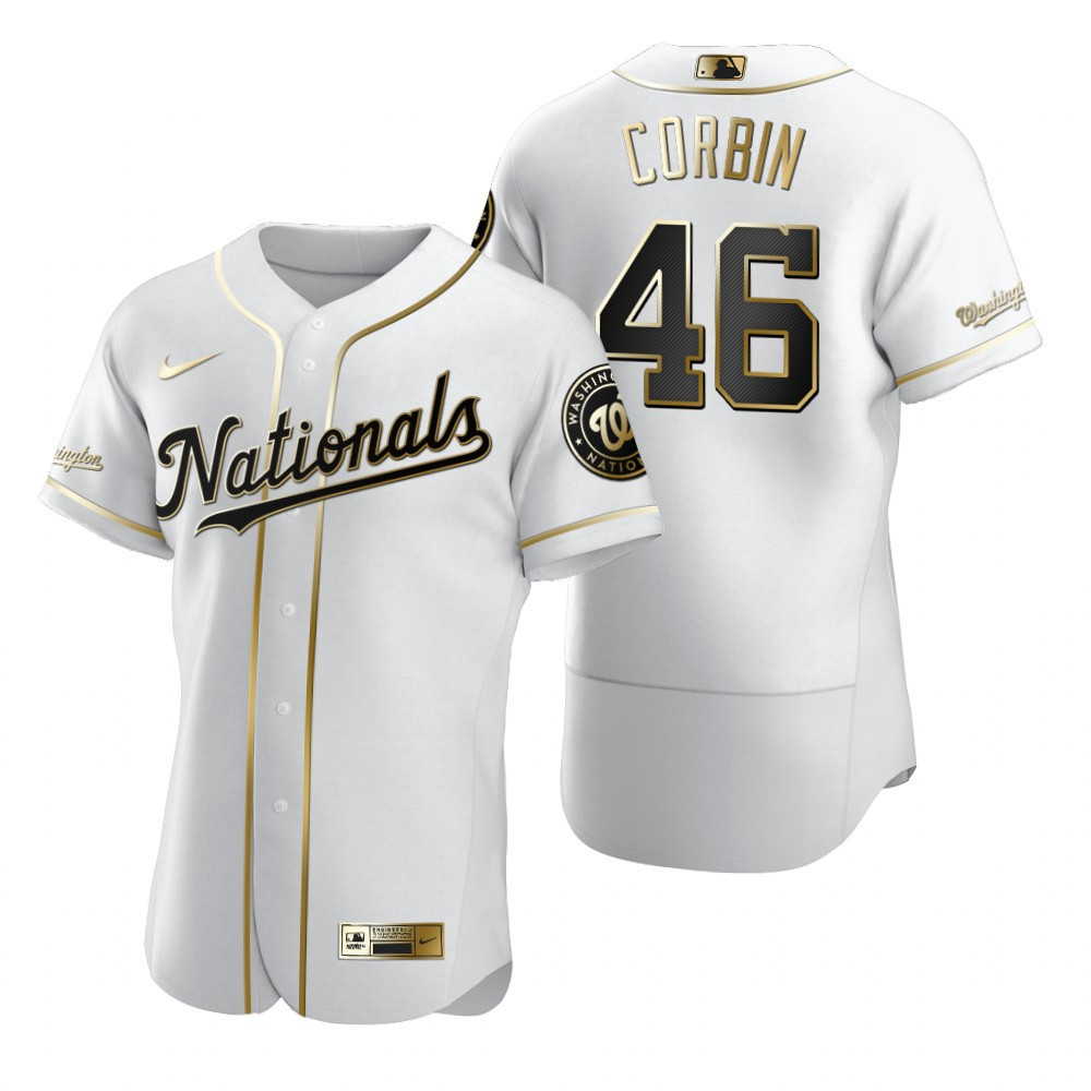 Washington Nationals #46 Patrick Corbin MLB Golden Brandedition White Jersey Gift For Nationals Fans