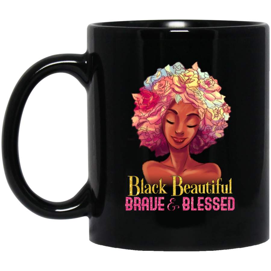 African American Coffee Mug Black Beautiful Brave And Blessed Cute Black Girl Art 11oz – 15oz Black Mug