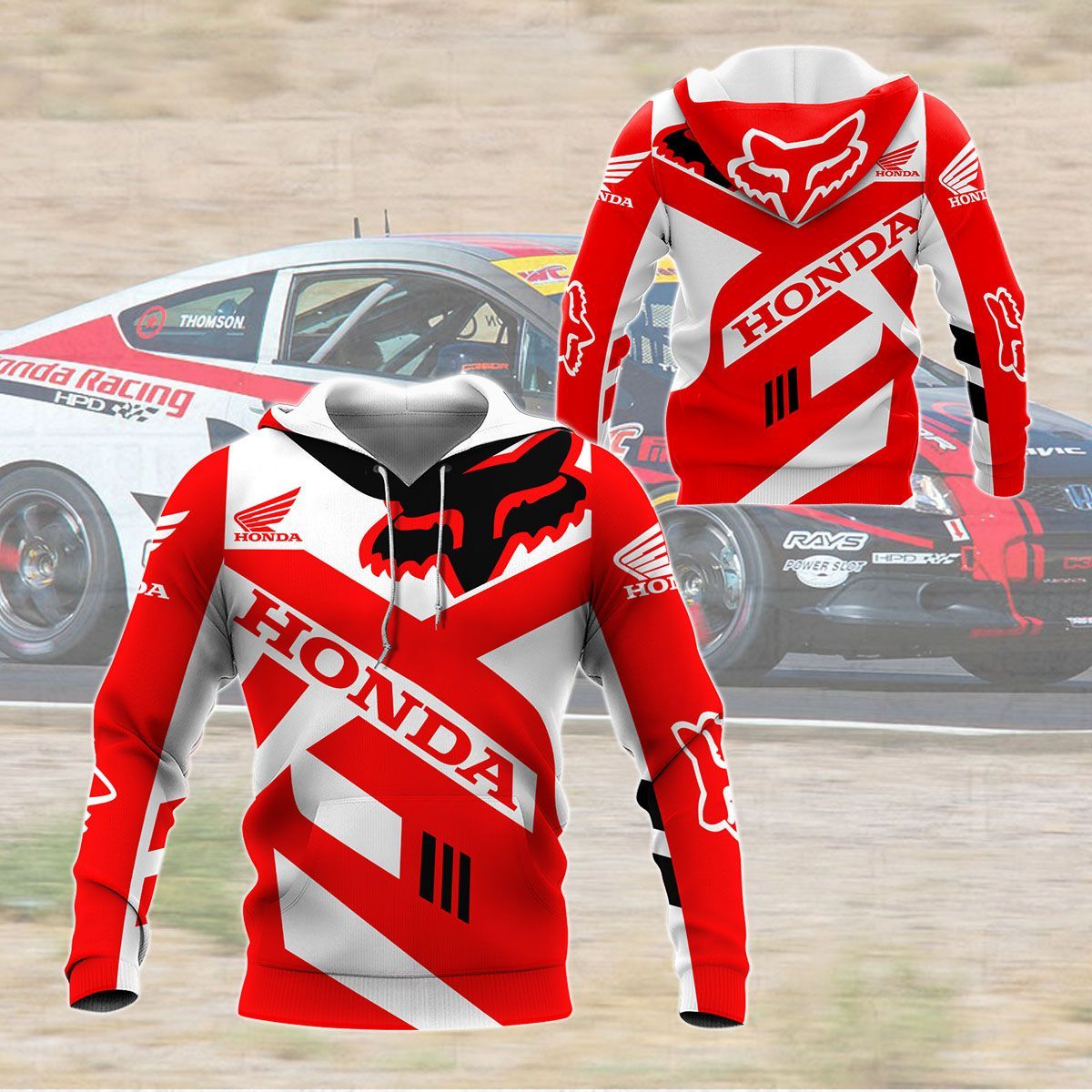 3D All Over Printed Honda Racing NTH-NH Shirts Ver4 (Red&White)